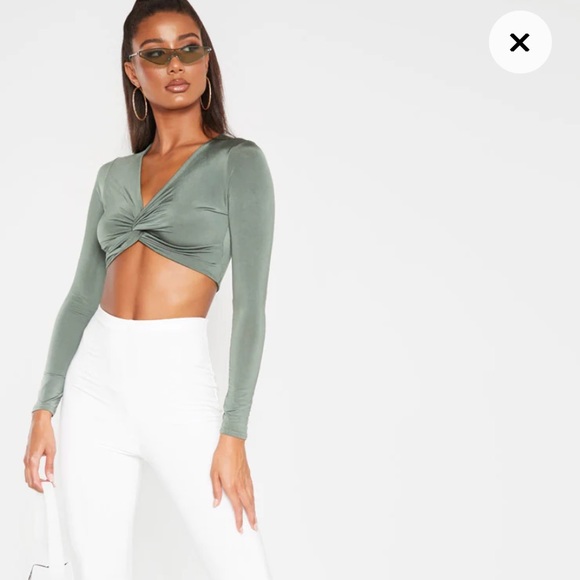 Green twist crop top PLT size 4 - Picture 1 of 4